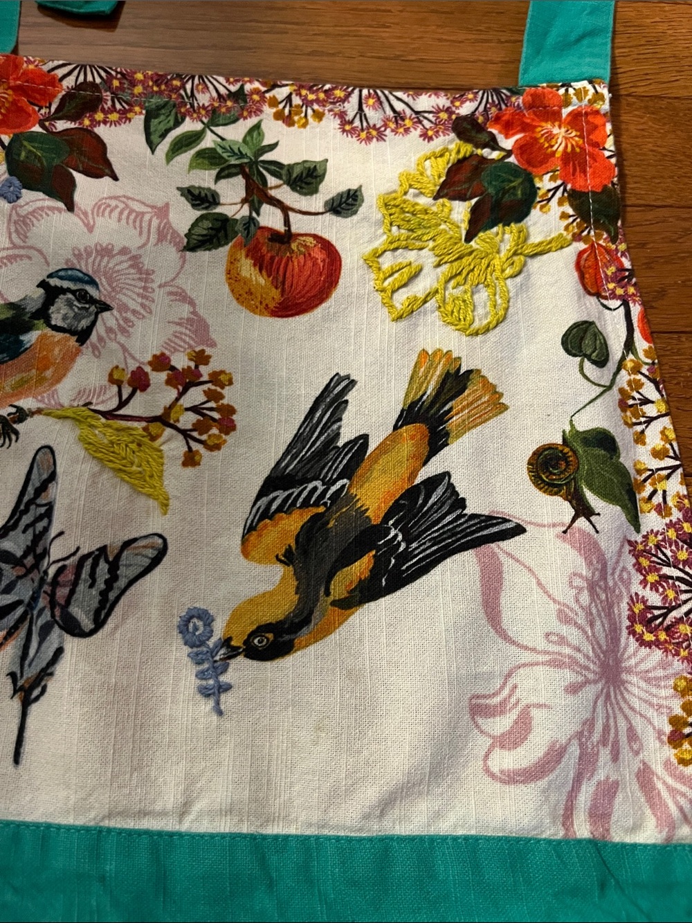 Anthro Nathalie Lete Botanical Bird Print Embroidered Apron - Picture 5 of 16